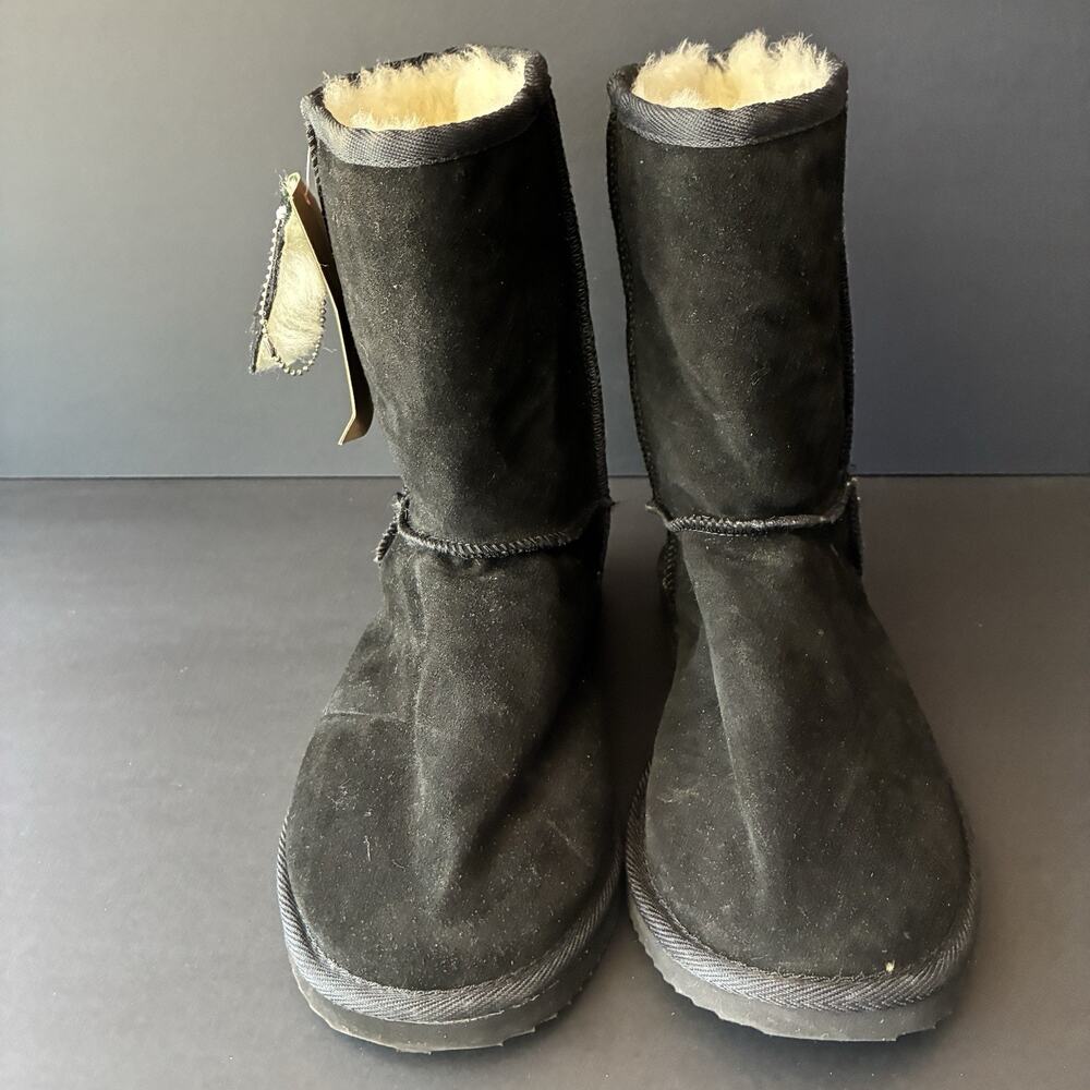 EMU Ridge Black Suede Leather Boot 100% Australian Merino Wool Size M10/W11